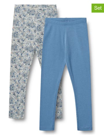 Wheat Legginsy (2 pary) "Jules" w kolorze jasnoróżowo-niebieskim