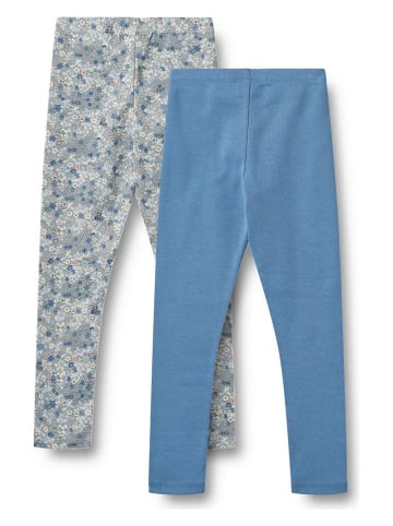 Wheat Legginsy (2 pary) "Jules" w kolorze jasnoróżowo-niebieskim