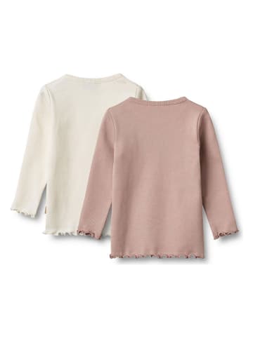Wheat 2-delige set: longsleeves "Ida" crème/lichtroze