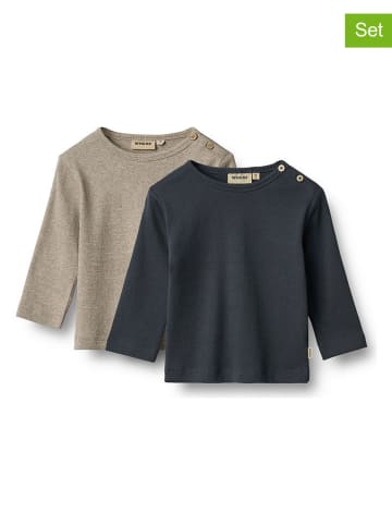 Wheat 2er-Set: Longsleeves "Milo" in Hellbraun/ Dunkelblau
