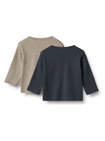 Wheat 2er-Set: Longsleeves "Milo" in Hellbraun/ Dunkelblau