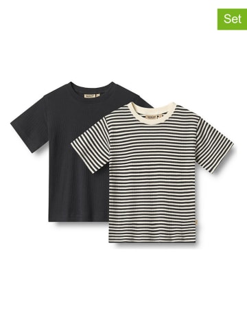 Wheat 2er-Set: Shirts "Fabian" in Beige/ Schwarz