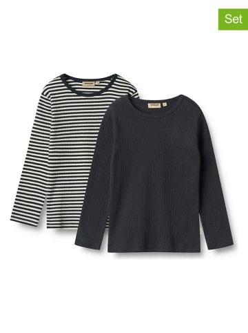 Wheat 2er-Set: Longsleeves "Stig" in Dunkelblau/ Weiß