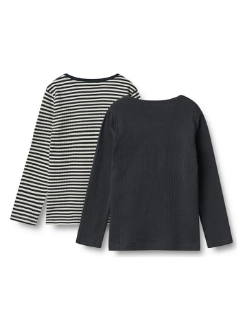 Wheat 2er-Set: Longsleeves "Stig" in Dunkelblau/ Weiß