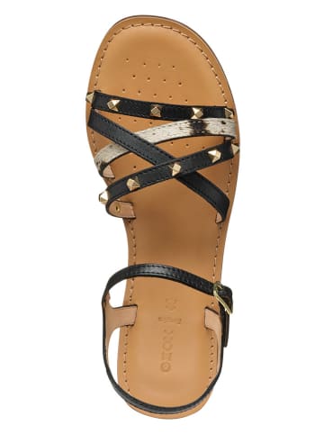 Geox Leren sandalen "Maddalusiac" zwart
