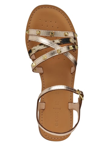 Geox Leren sandalen "Maddalusiac" goudkleurig