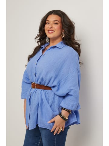 Curvy Lady Lniana koszula w kolorze niebieskim