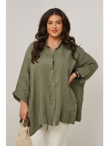 Curvy Lady Leinen-Hemd in Khaki