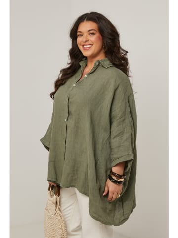 Curvy Lady Leinen-Hemd in Khaki