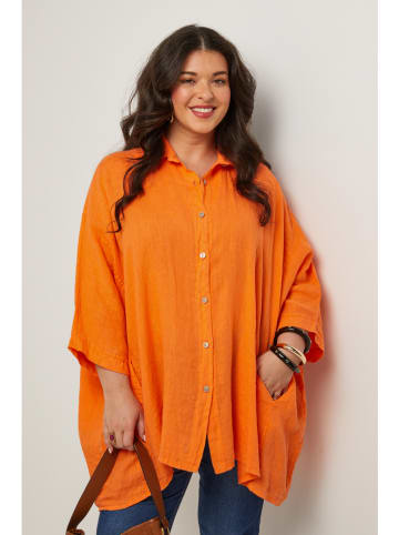 Curvy Lady Linnen blouse oranje