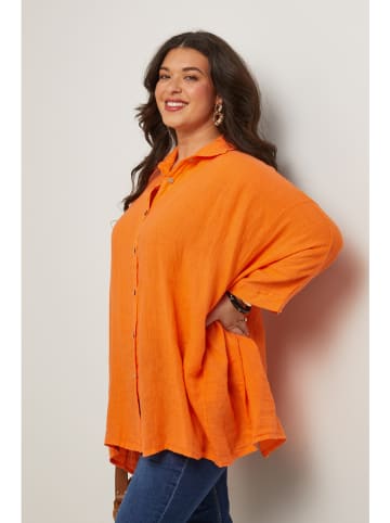 Curvy Lady Lniana koszula w kolorze pomarańczowym
