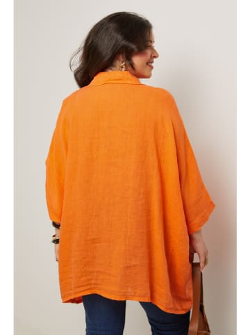 Curvy Lady Linnen blouse oranje