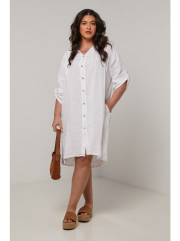 Curvy Lady Linnen jurk wit