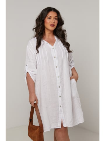 Curvy Lady Linnen jurk wit