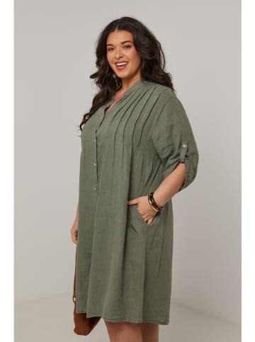 Curvy Lady Lniana sukienka w kolorze khaki