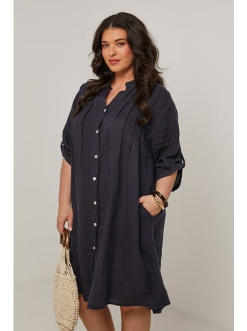 Curvy Lady Lniana sukienka w kolorze granatowym