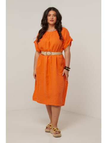Curvy Lady Leinen-Kleid in Orange
