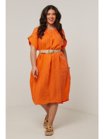 Curvy Lady Leinen-Kleid in Orange