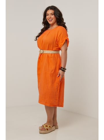 Curvy Lady Leinen-Kleid in Orange