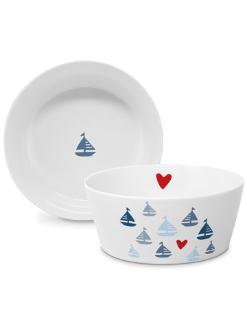 ppd Miska "Seaside Sailing" w kolorze niebiesko-białym - wys. 6 x Ø 15 cm