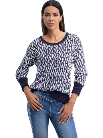 Heine Pullover in Dunkelblau/ Weiß