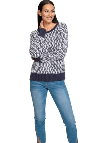 Heine Pullover in Dunkelblau/ Weiß