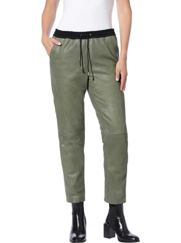 Heine Skórzane spodnie w kolorze khaki