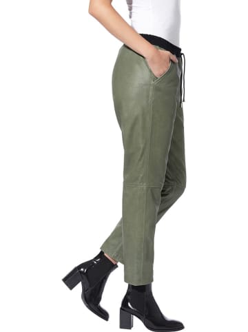 Heine Skórzane spodnie w kolorze khaki