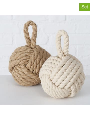 Boltze 2-delige set: deurstoppers "Zuber" beige/crème - (H)23 x  Ø 15 cm