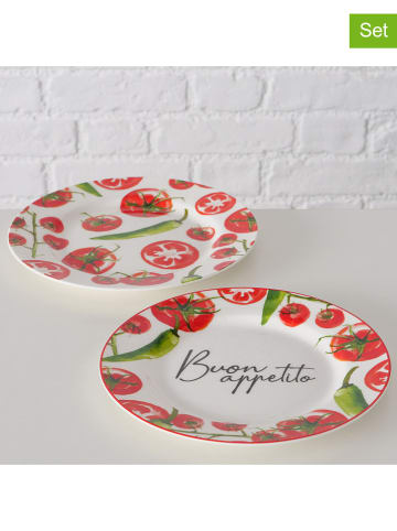 Boltze 2-delige set: dinerborden "Tomato" rood/groen - Ø 21 cm