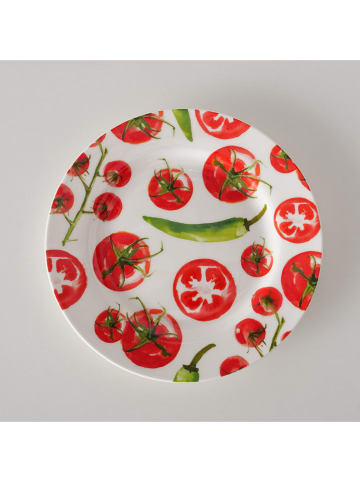 Boltze 2-delige set: dinerborden "Tomato" rood/groen - Ø 21 cm