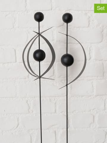 Boltze 2er-Set: Gartenstäbe "Santorini" in Schwarz - (H)80 cm