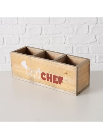 Boltze Aufbewahrungsbox "Grillzeit" in Hellbraun - (B)28 x (H)10 x (T)9 cm