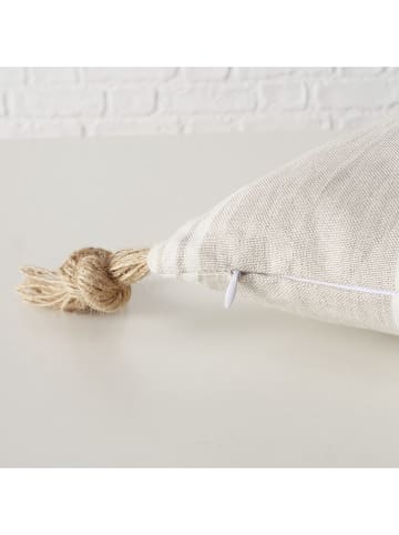 Boltze Kussen "Linel" beige/wit - (L)40 x (B)40 cm