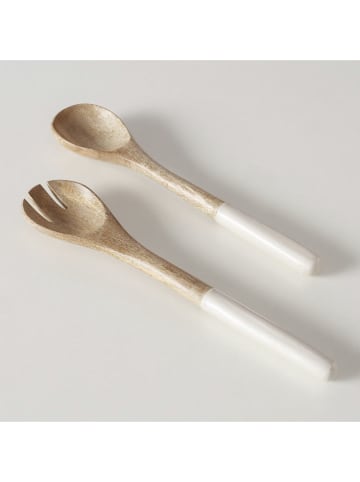 Boltze Saladebestek "Shella" lichtbruin/crème - (H)28 cm