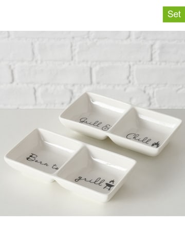 Boltze 2er-Set: Servierschalen "BBQ" in Beige - (B)14 x (H)7 x (T)3 cm
