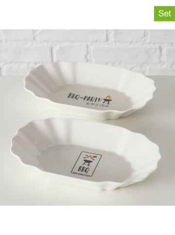 Boltze 2er-Set: Servierschalen "BBQ" in Beige - (B)15 x (H)8 x (T)2,5 cm