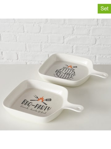 Boltze 2er-Set: Servierschalen "BBQ" in Beige - (B)23 x (H)16,5 x (T)3,5 cm