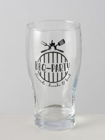 Boltze 2er-Set: Biergläser "BBQ" in Ohne Farbe/ Schwarz - (H)16 x  Ø 8 cm