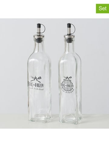 Boltze 2-delige set: olie- en azijndispenser "BBQ" transprant/zwart - 500 ml