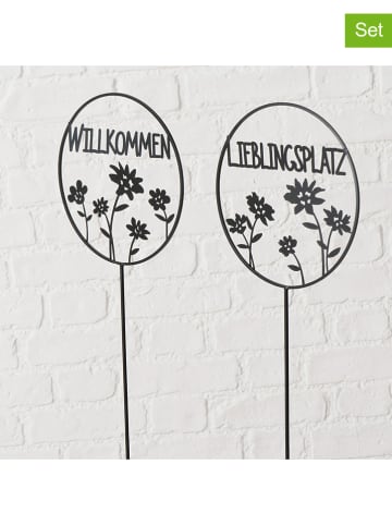 Boltze 2er-Set: Gartenstäbe "Esra" in Schwarz - (H)100 cm