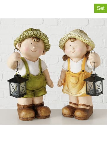 Boltze 2er-Set: Dekofiguren "Nicci" in Grün/ Gelb - (H)41 cm