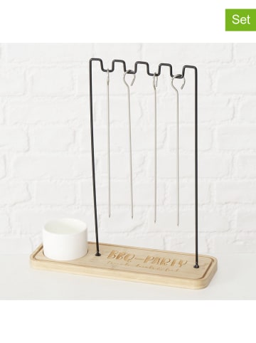 Boltze 6-delige grillbestekset "BBQ" lichtbruin/zwart - (B)30 x (H)35 x (D)10 cm