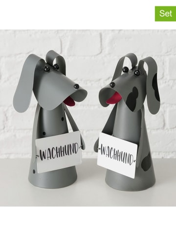 Boltze 2er-Set: Zaunsitzer "Perro" in Grau - (H)20,5 cm