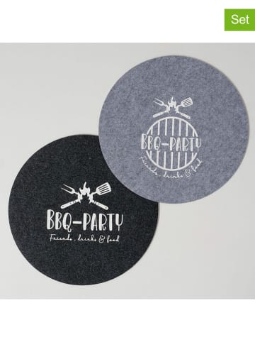Boltze 2-delige set: placemats "BBQ" antraciet/grijs - Ø 38 cm