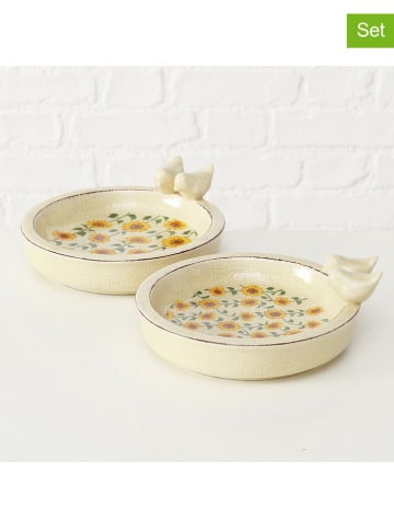 Boltze 2-delige set: vogelbadjes "Sinje" geel - Ø 22,5 cm