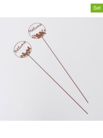 Boltze 2-delige set: tuinstekers "Welcome" bruin - (H)99 cm