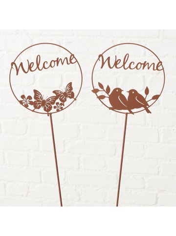 Boltze 2-delige set: tuinstekers "Welcome" bruin - (H)99 cm