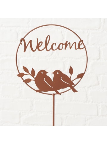 Boltze 2er-Set: Gartenstäbe "Welcome" in Braun - (H)99 cm