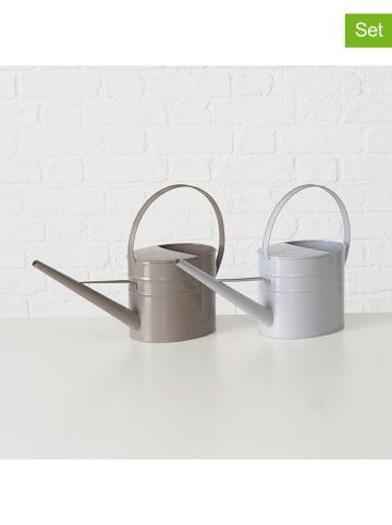 Boltze 2er-Set: Gießkannen "Moldura" in Lila/ Grau - (B)43 x (H)25,5 x (T)13 cm